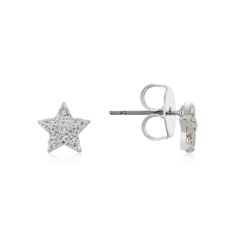 August Woods Silver Crystal Star Stud Earrings