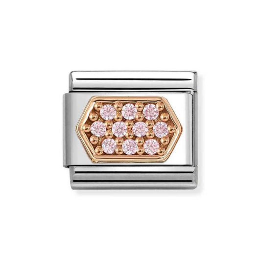 Nomination Rose Gold Pink Crystal Hexagon Charm