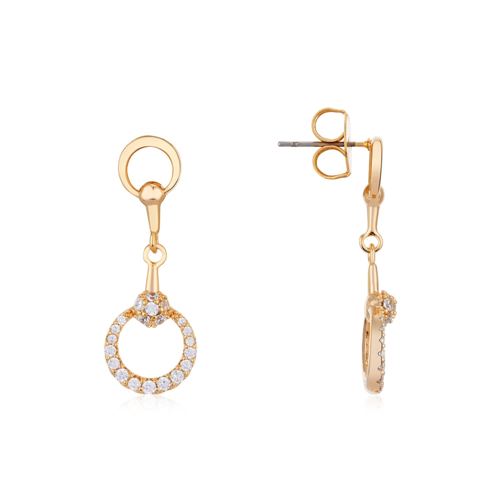 August Woods Gold Circle Crystal Link Drop Earrings