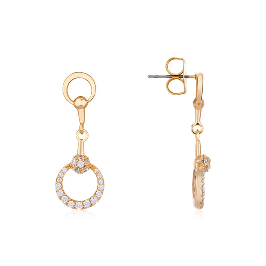 August Woods Gold Circle Crystal Link Drop Earrings