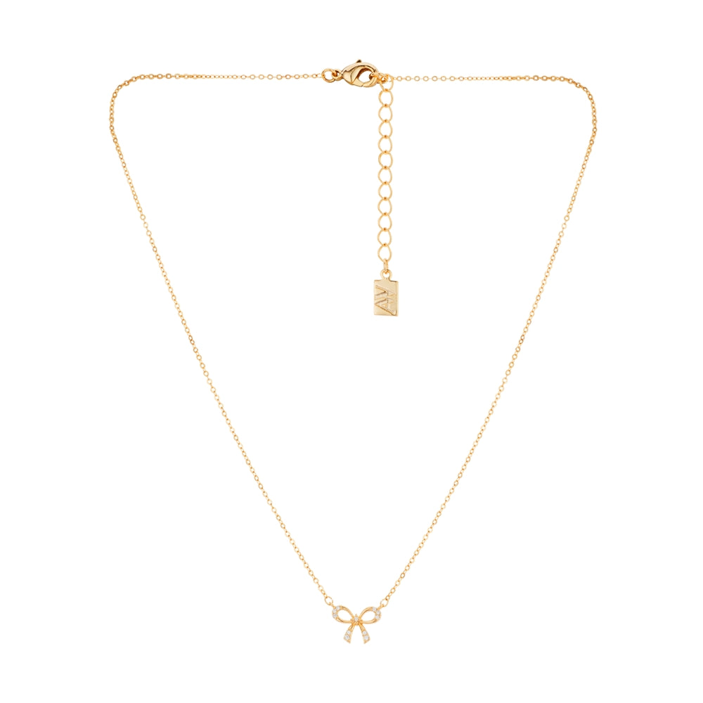 August Woods Gold Classic Crystal Bow Necklace