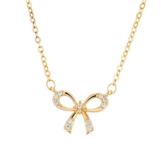 August Woods Gold Classic Crystal Bow Necklace