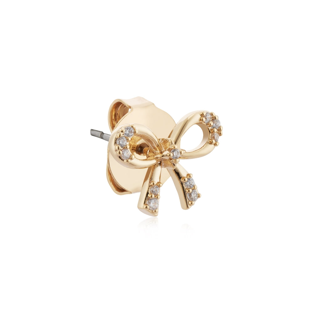 August Woods Gold Classic Crystal Bow Stud Earrings
