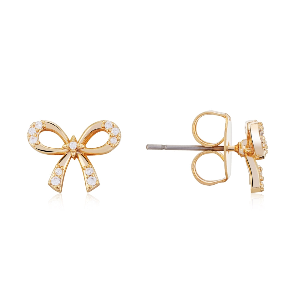 August Woods Gold Classic Crystal Bow Stud Earrings
