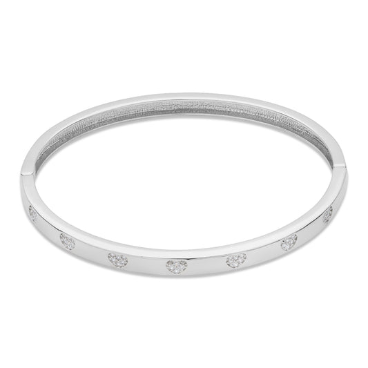 August Woods Silver Crystal Heart Bangle
