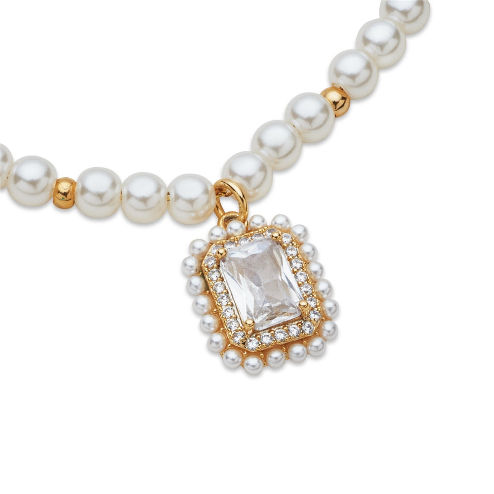 August Woods Gold Rectangle Crystal Beaded Pull Bracelet