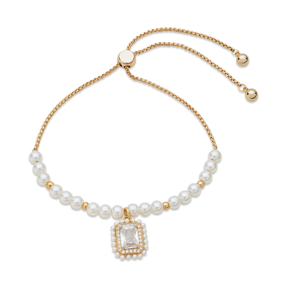 August Woods Gold Rectangle Crystal Beaded Pull Bracelet