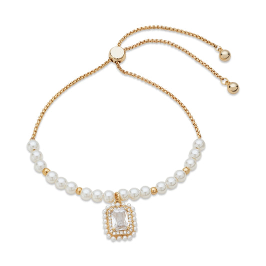 August Woods Gold Rectangle Crystal Beaded Pull Bracelet