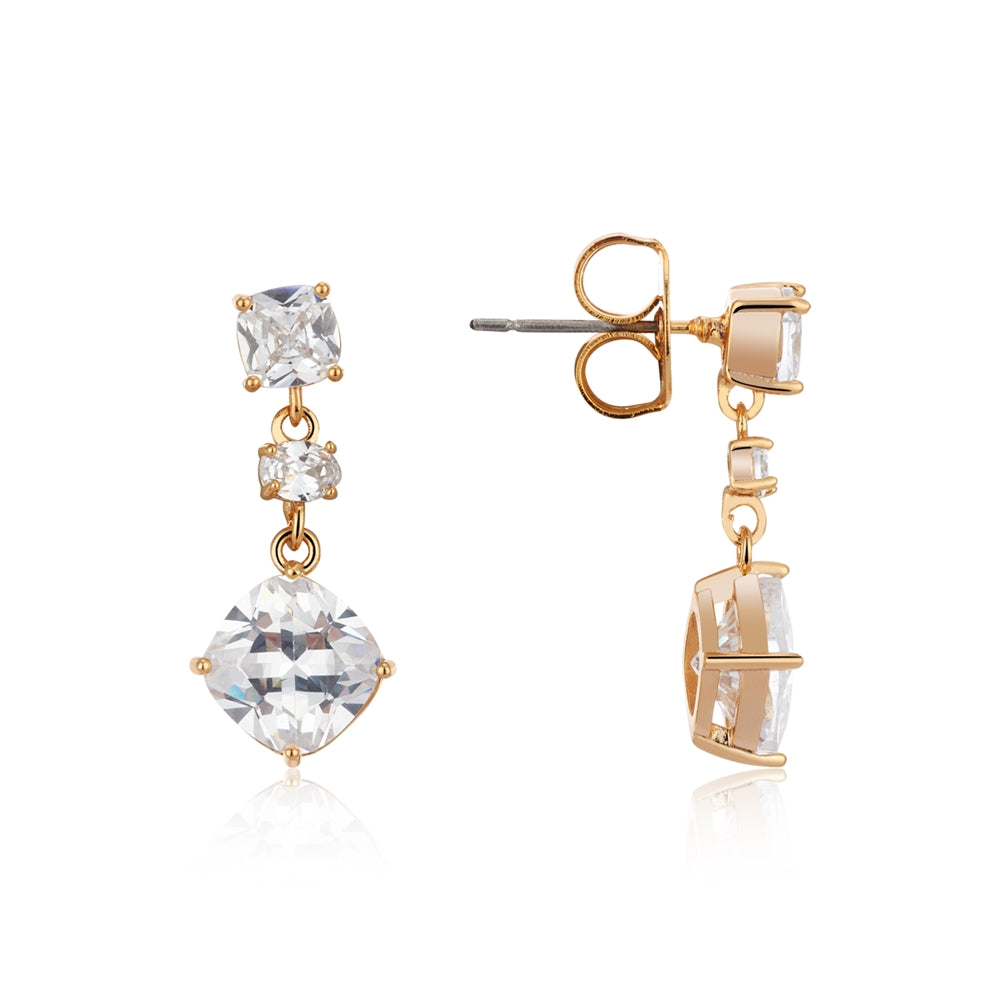 August Woods Gold Solitaire Drop Earrings