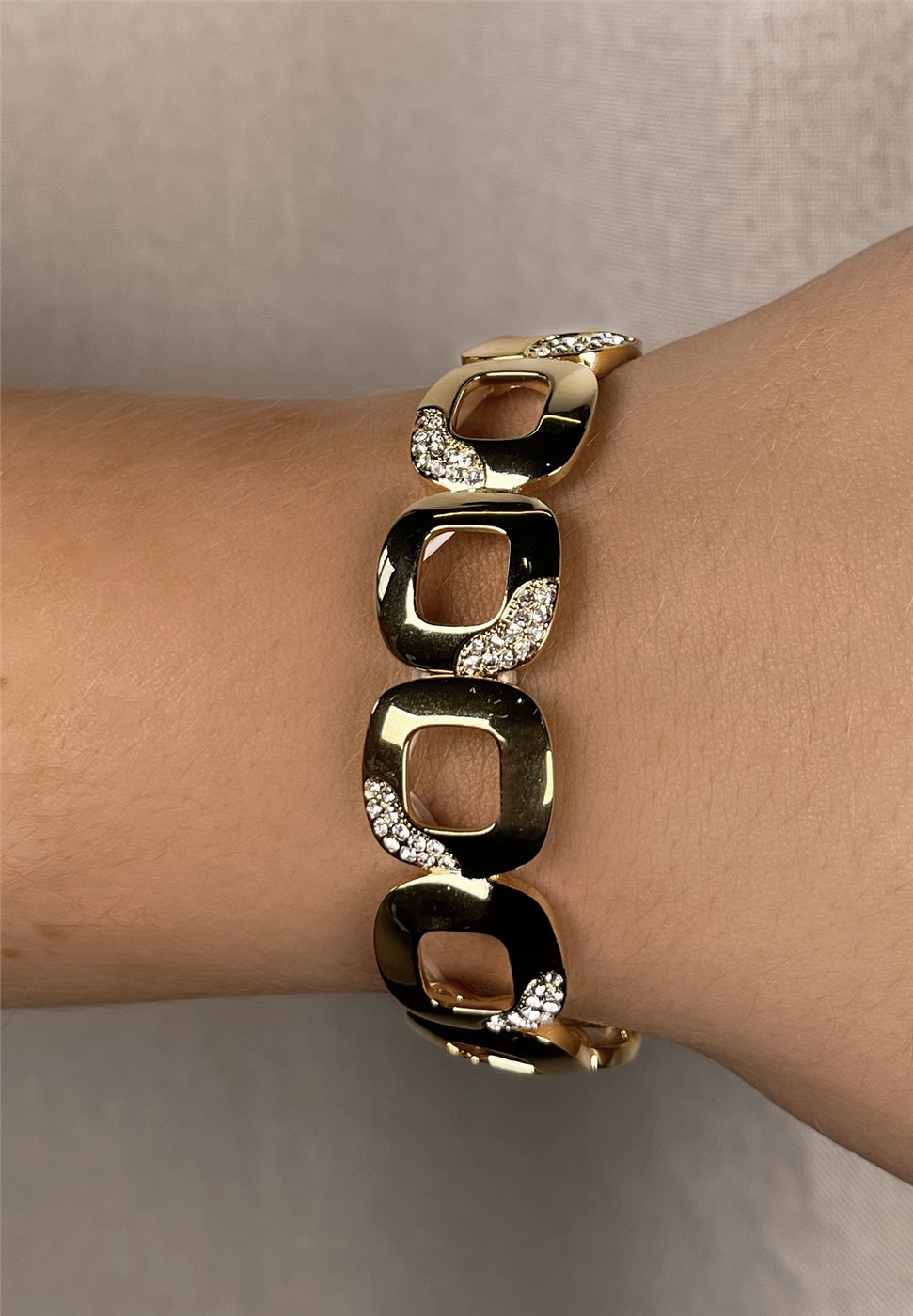 August Woods Gold Open Square Sparkle Bracelet