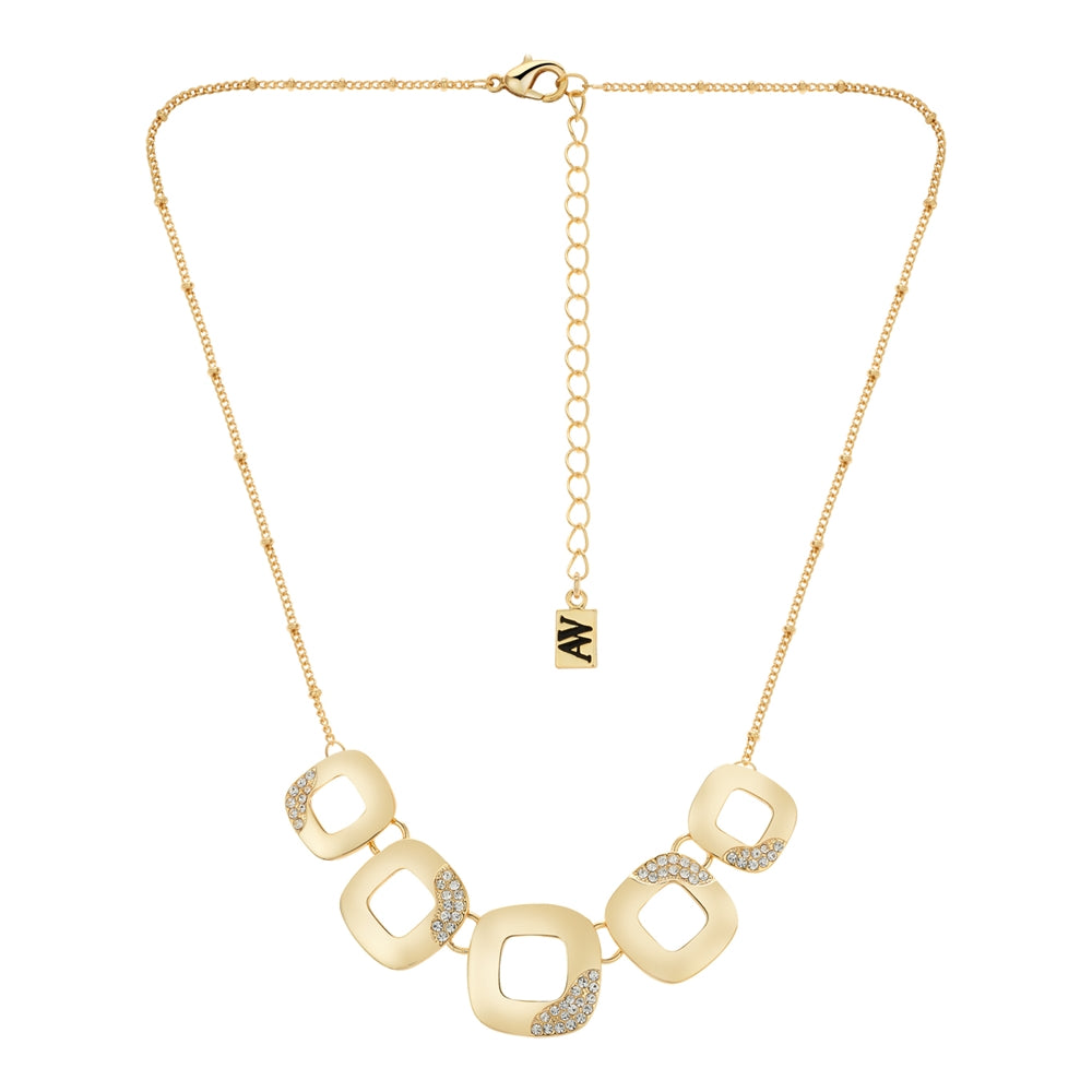 August Woods Gold Open Square Sparkle Necklace