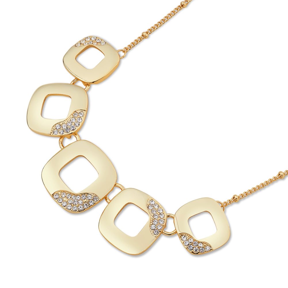 August Woods Gold Open Square Sparkle Necklace