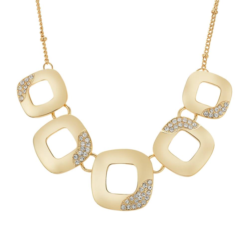 August Woods Gold Open Square Sparkle Necklace