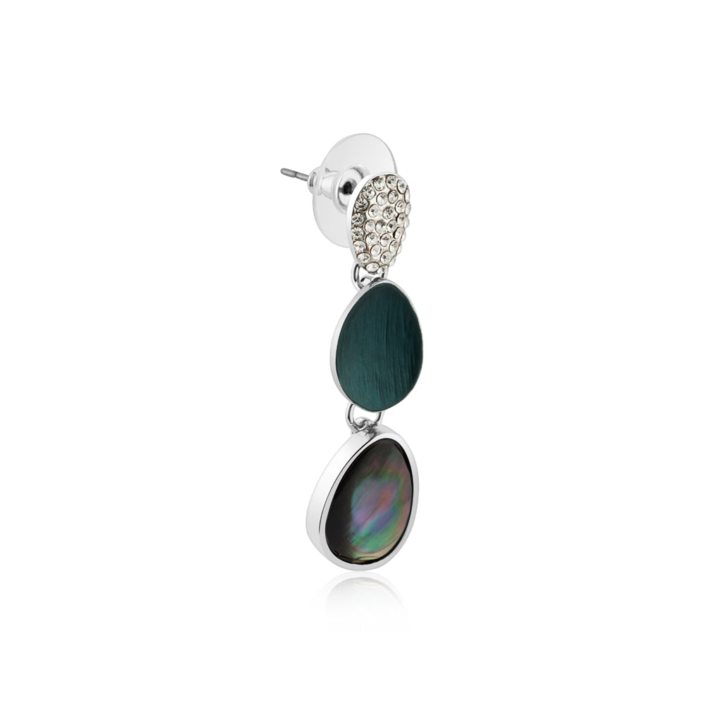 August Woods Silver and Grey Shell Drop Earrings