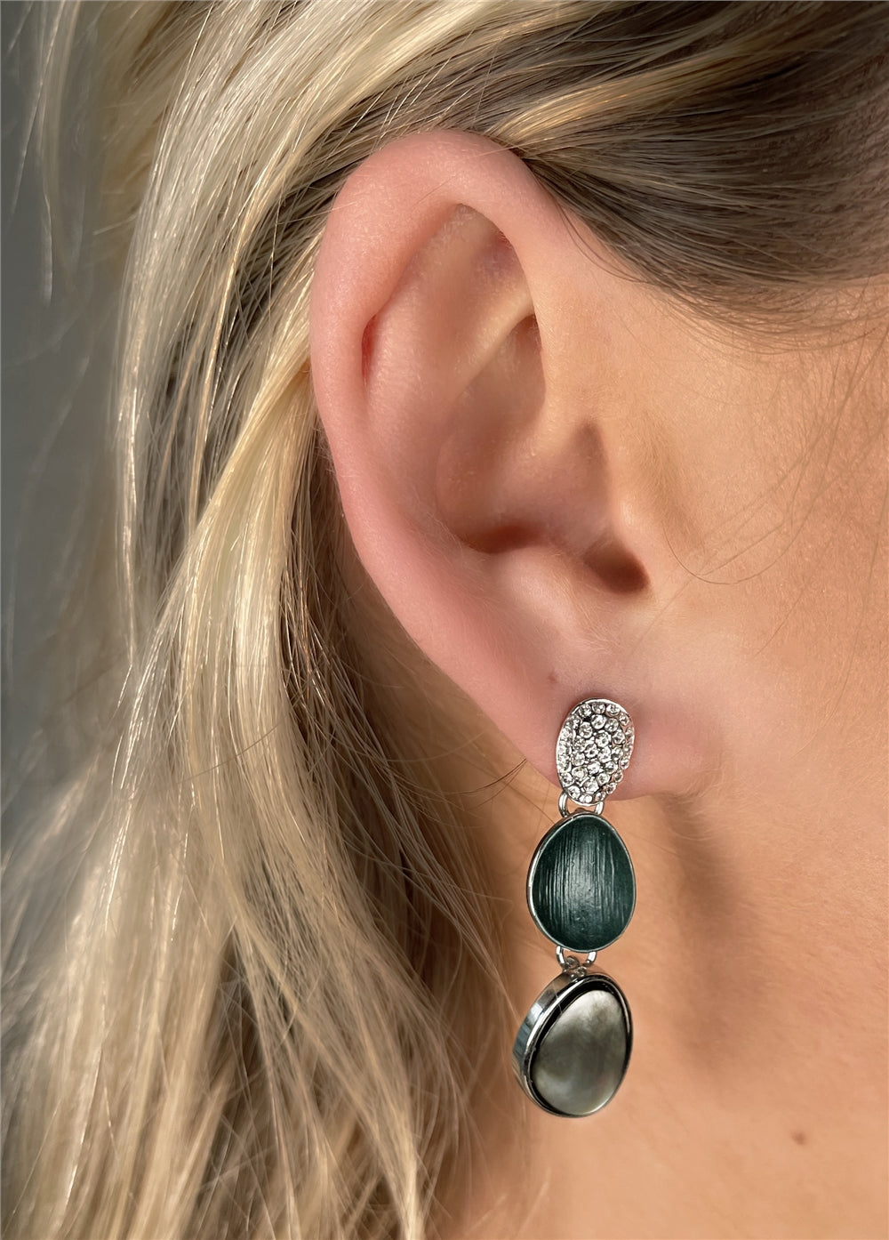 August Woods Silver and Grey Shell Drop Earrings