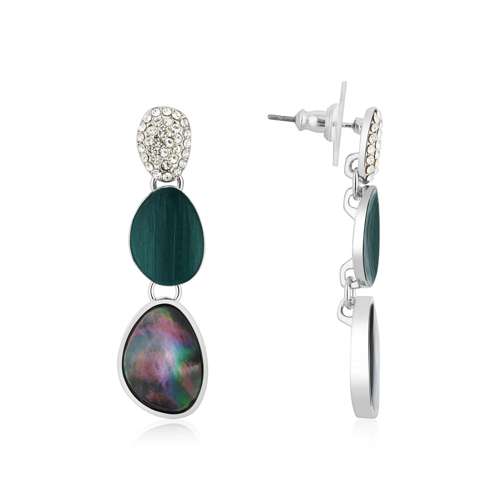August Woods Silver and Grey Shell Drop Earrings