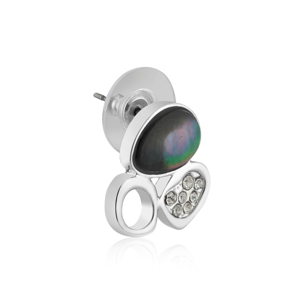 August Woods Silver and Grey Shell Stud Earrings