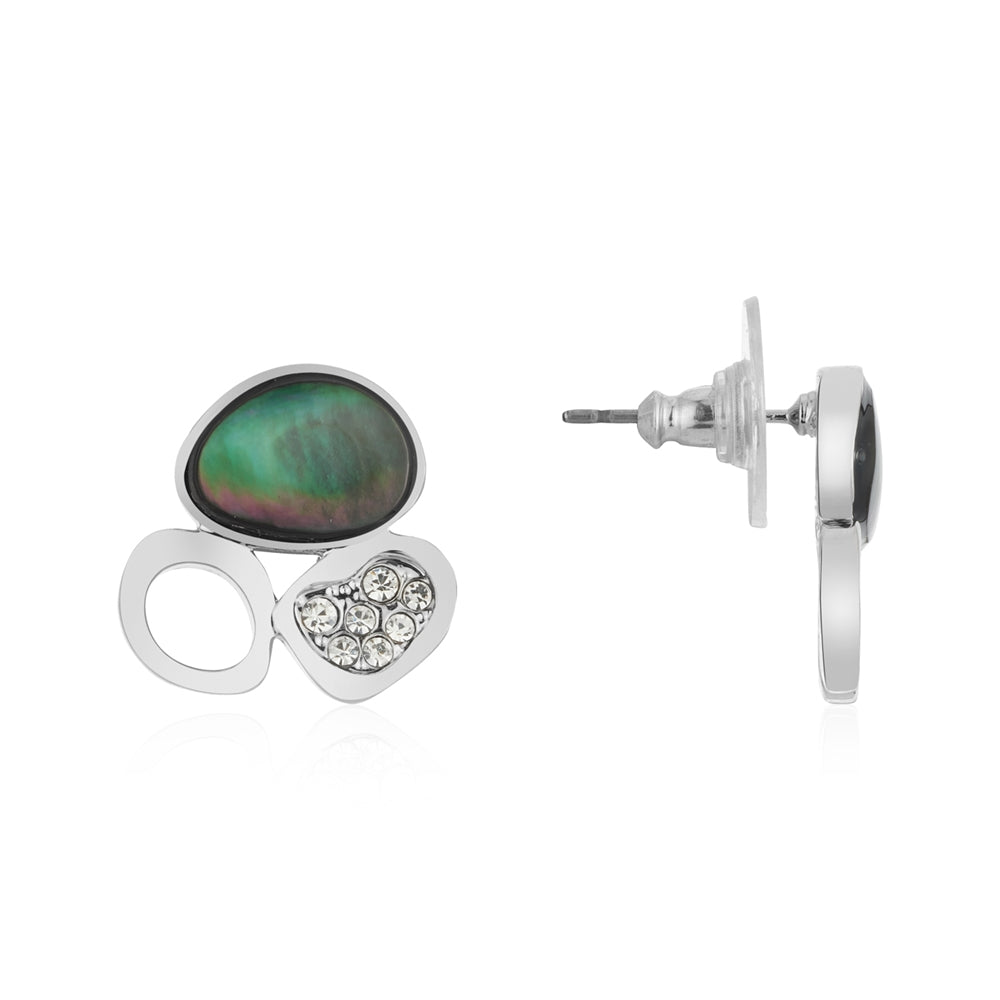 August Woods Silver and Grey Shell Stud Earrings