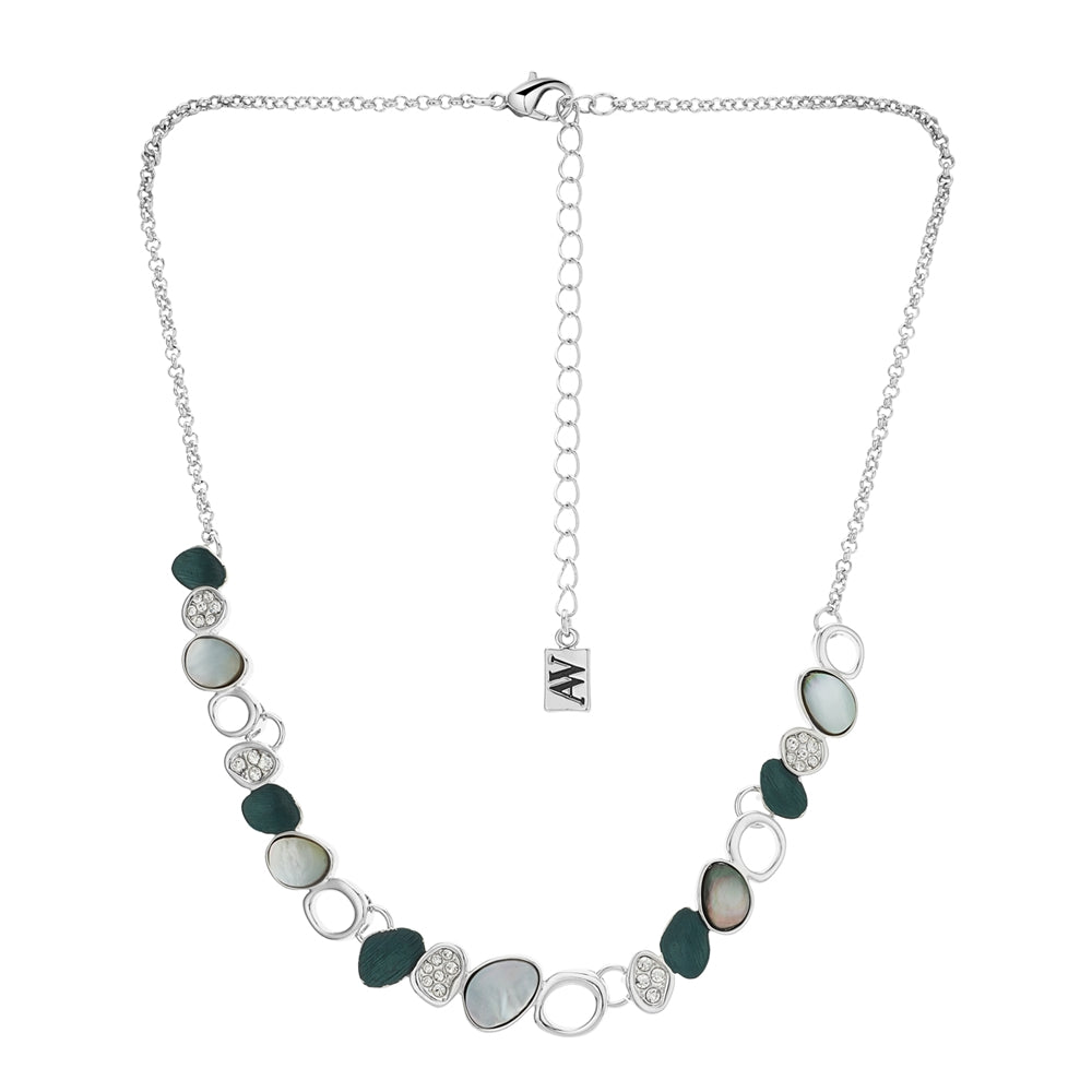 August Woods Silver and Grey Shell Statement Necklace