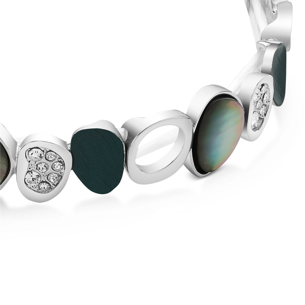 August Woods Silver and Grey Shell Adjustable Bangle