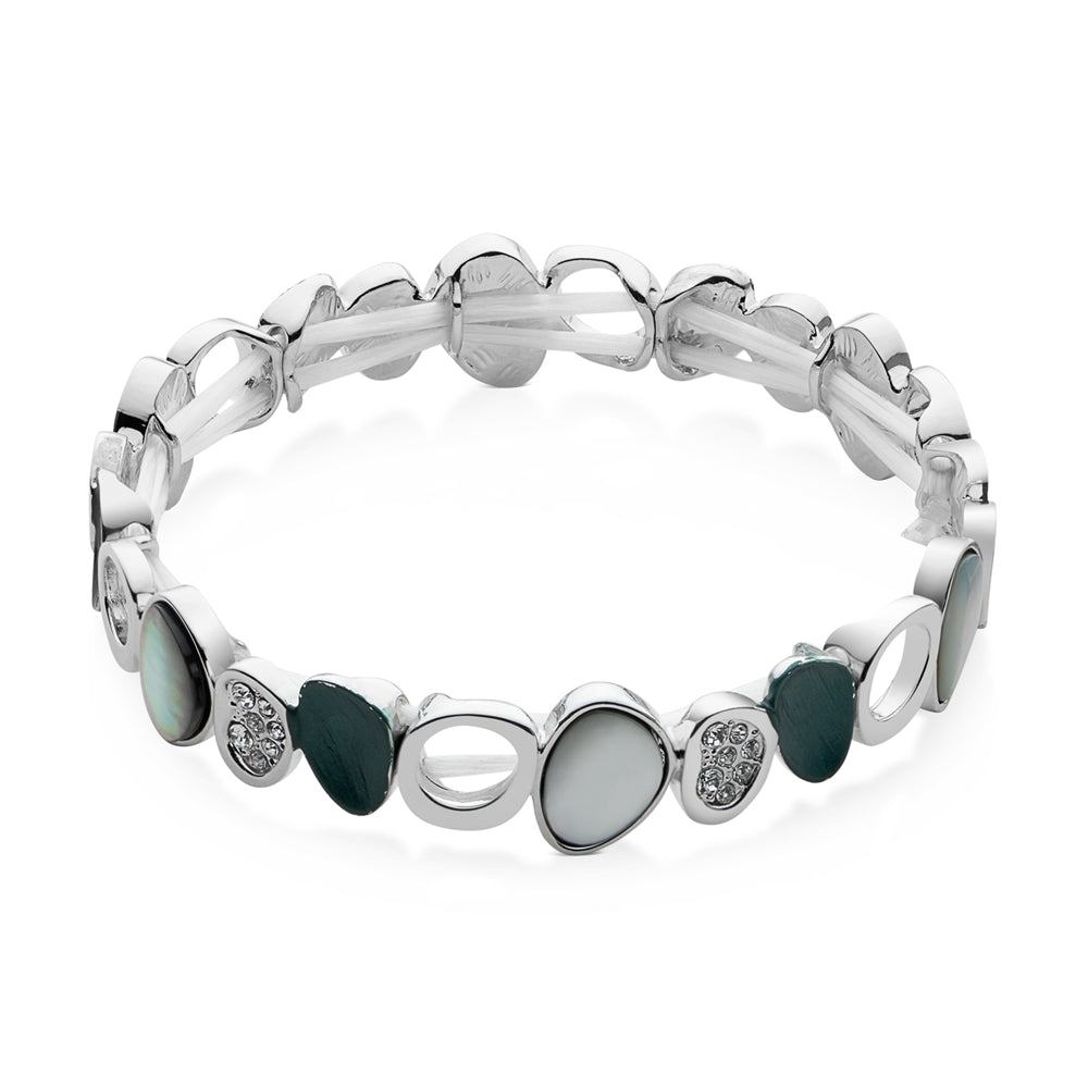 August Woods Silver and Grey Shell Adjustable Bangle