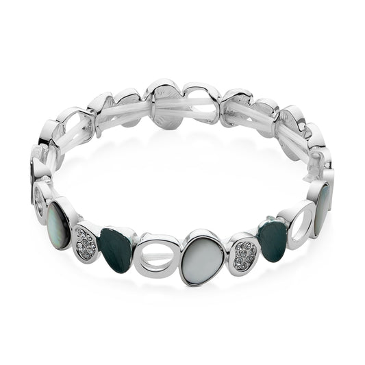 August Woods Silver and Grey Shell Adjustable Bangle