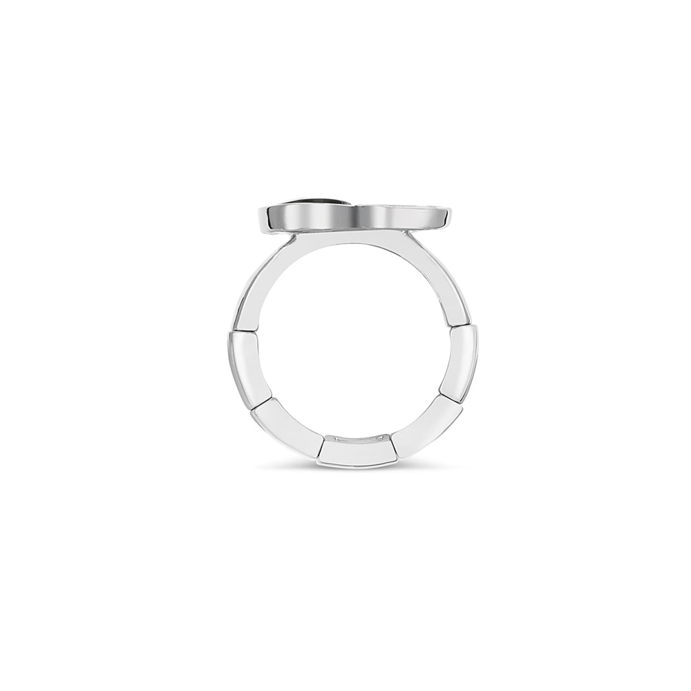 August Woods Silver and Grey Shell Crystal Adjustable Ring