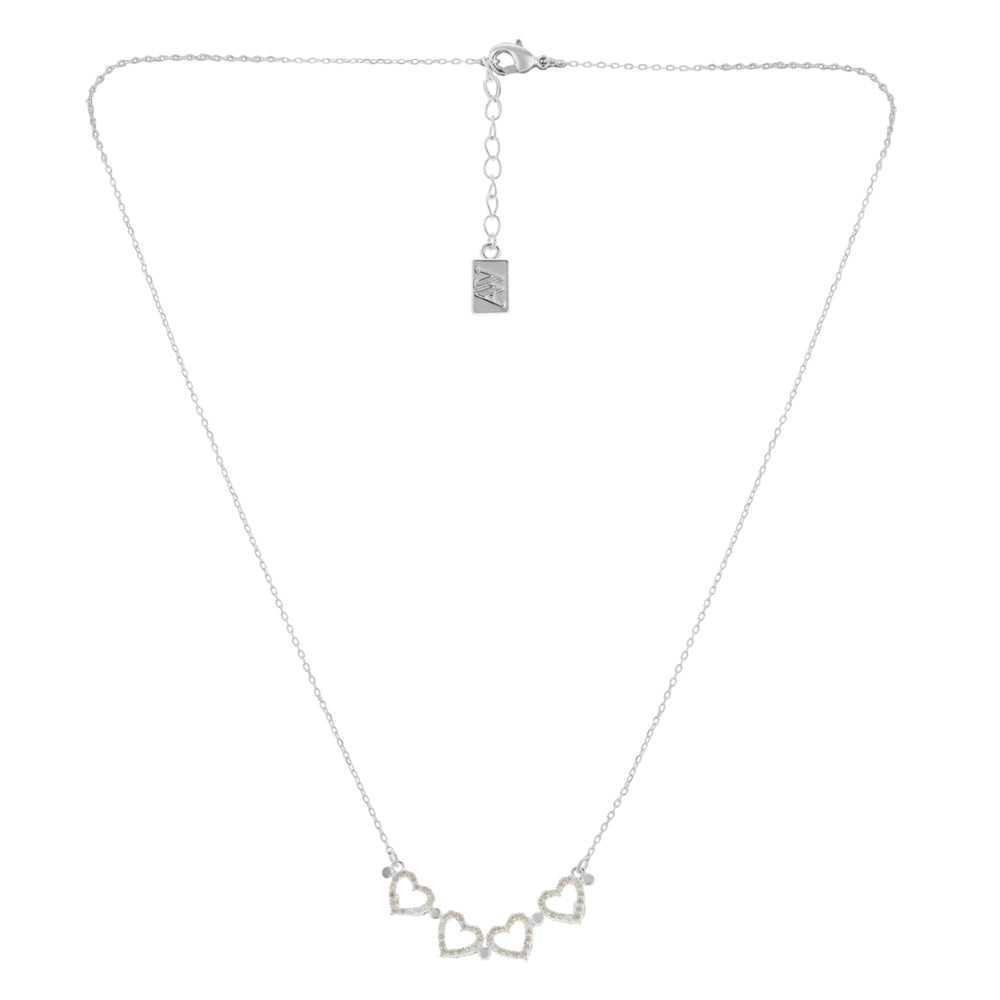 August Woods Silver Heart Clover Connect Necklace