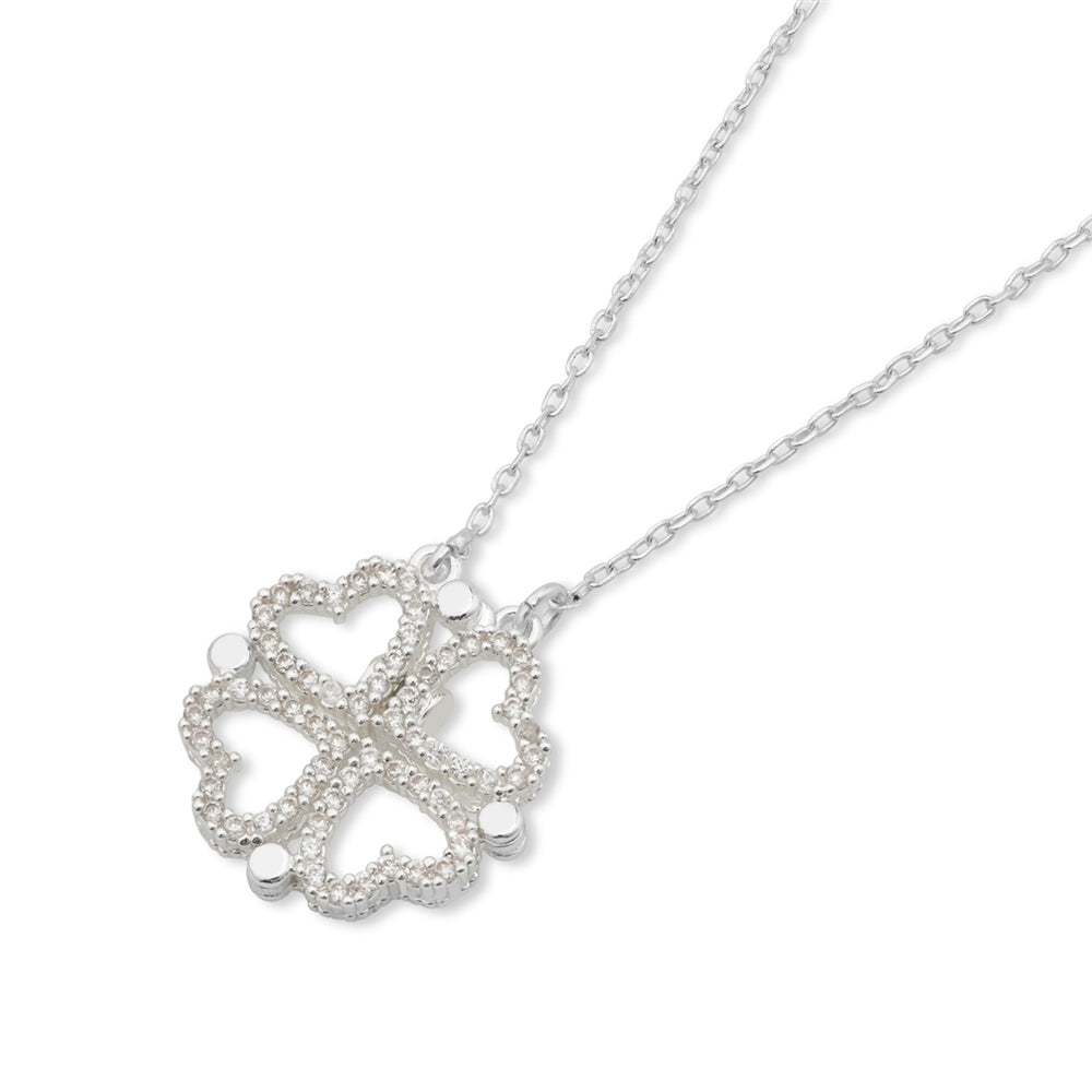 August Woods Silver Heart Clover Connect Necklace
