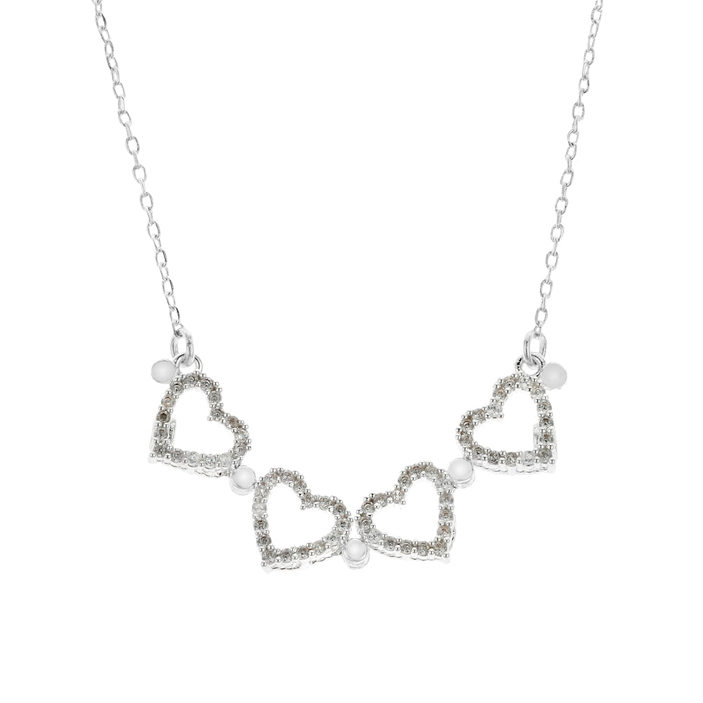 August Woods Silver Heart Clover Connect Necklace