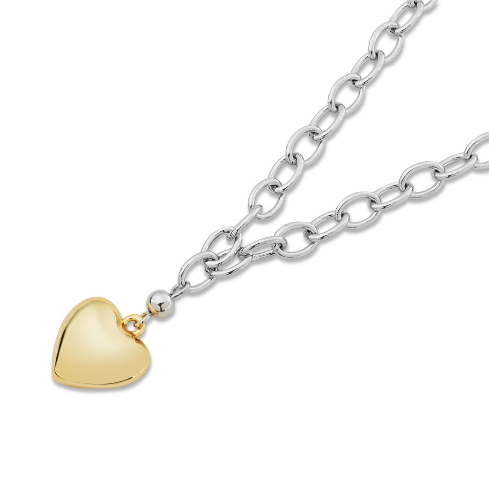 August Woods Silver Two Tone Raised Heart Necklace