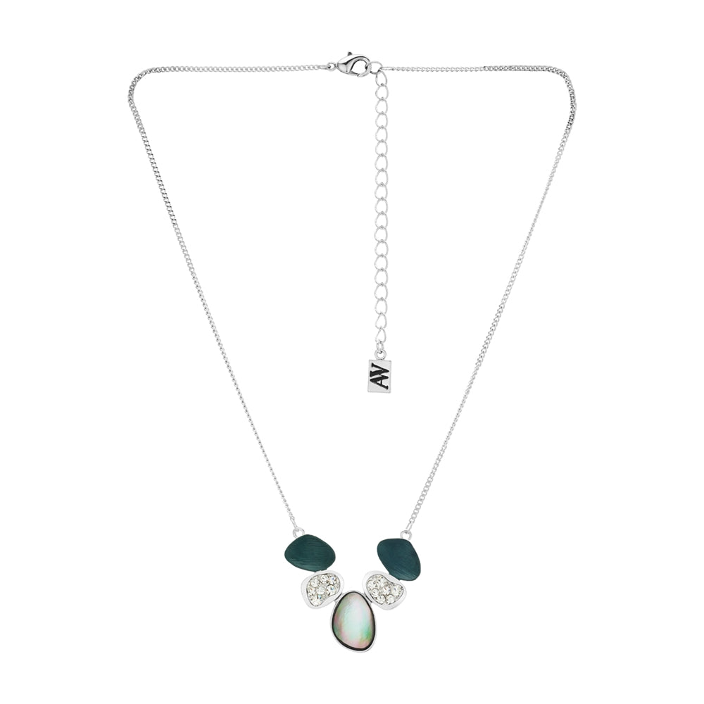 August Woods Silver and Grey Shell Crystal Necklace