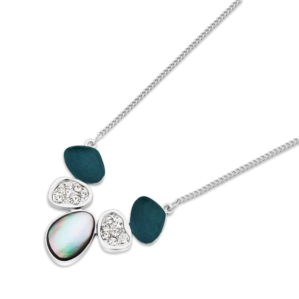 August Woods Silver and Grey Shell Crystal Necklace