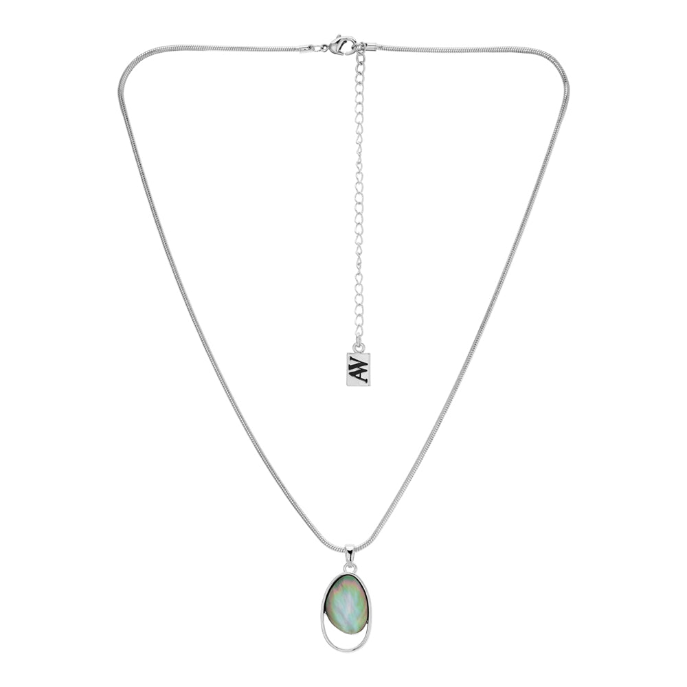 August Woods Silver and Grey Shell Pendant Necklace