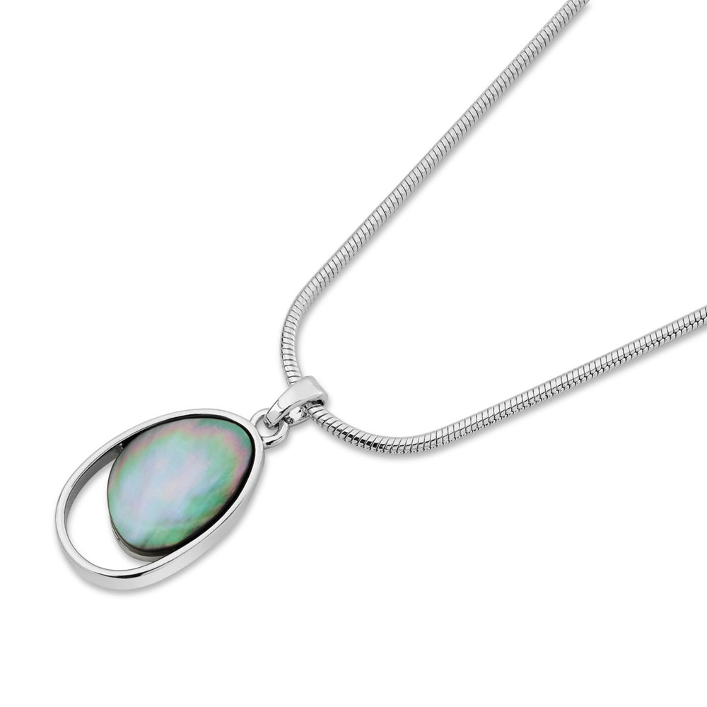 August Woods Silver and Grey Shell Pendant Necklace