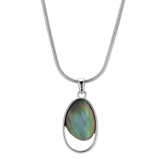 August Woods Silver and Grey Shell Pendant Necklace