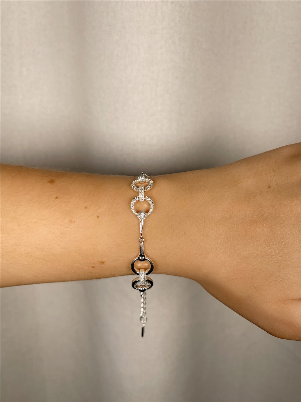August Woods Silver Circle Crystal Link Bracelet