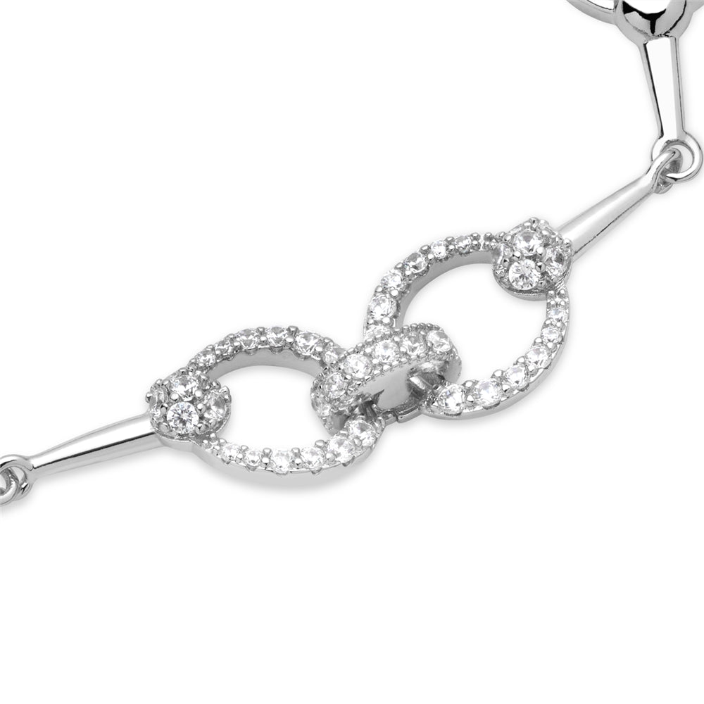 August Woods Silver Circle Crystal Link Bracelet