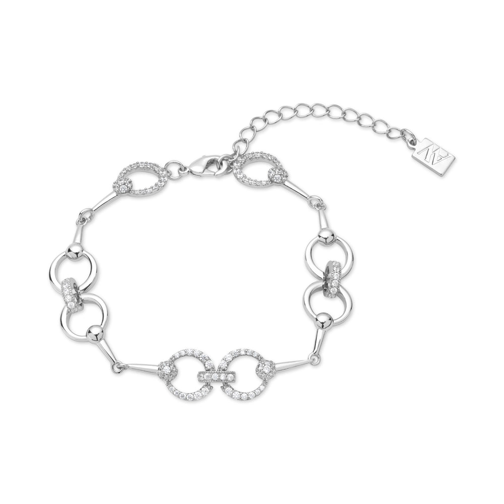 August Woods Silver Circle Crystal Link Bracelet