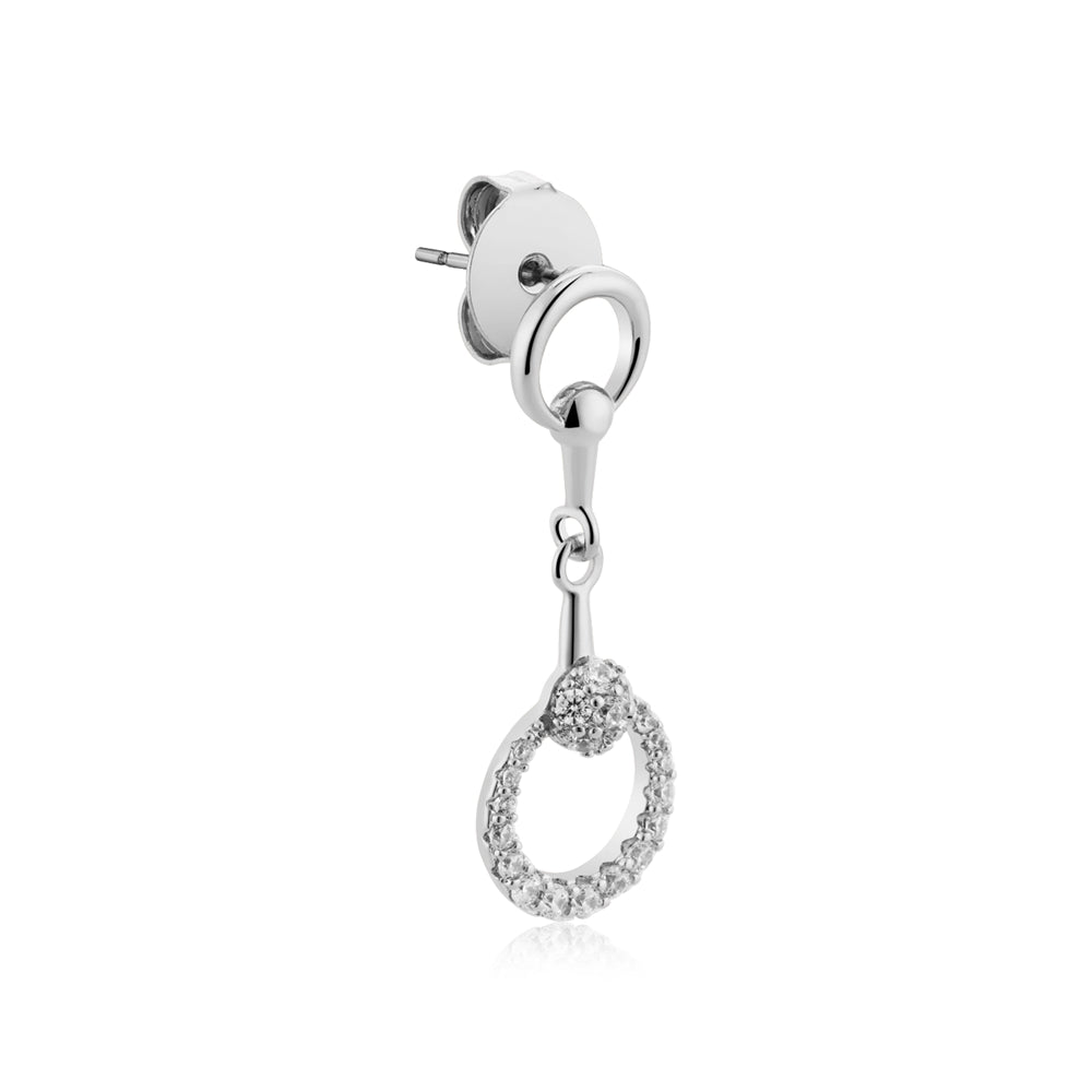 August Woods Silver Circle Crystal Link Drop Earrings