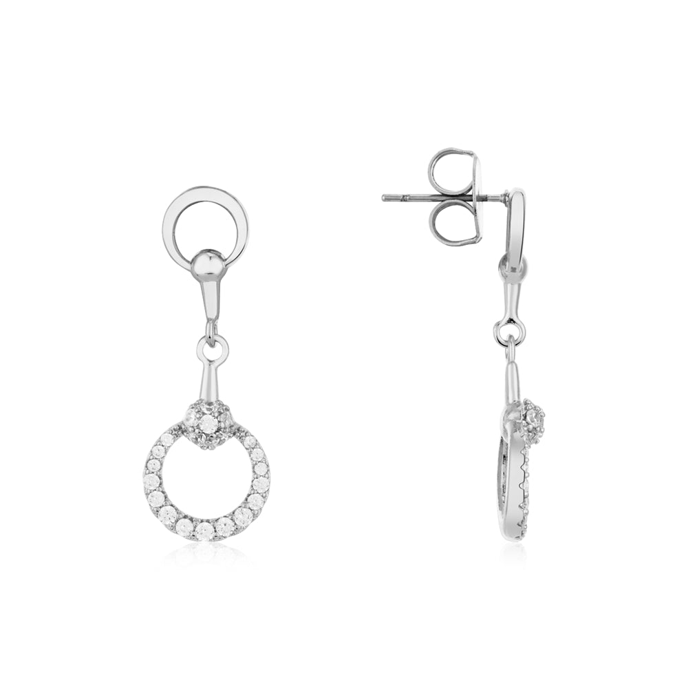 August Woods Silver Circle Crystal Link Drop Earrings