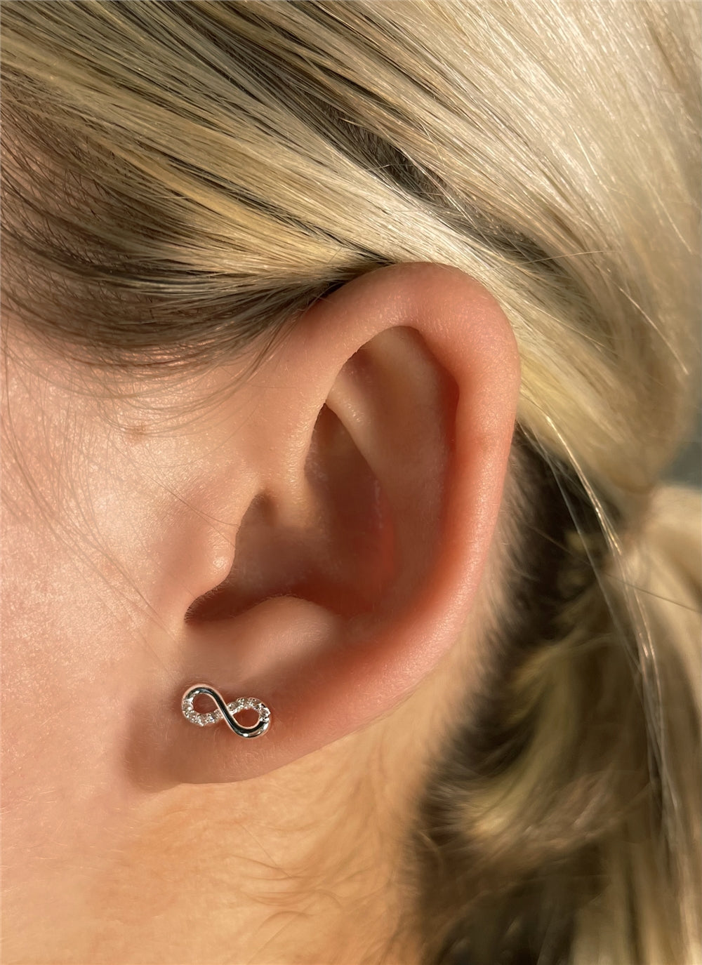 August Woods Silver Classic Infinity Stud Earrings