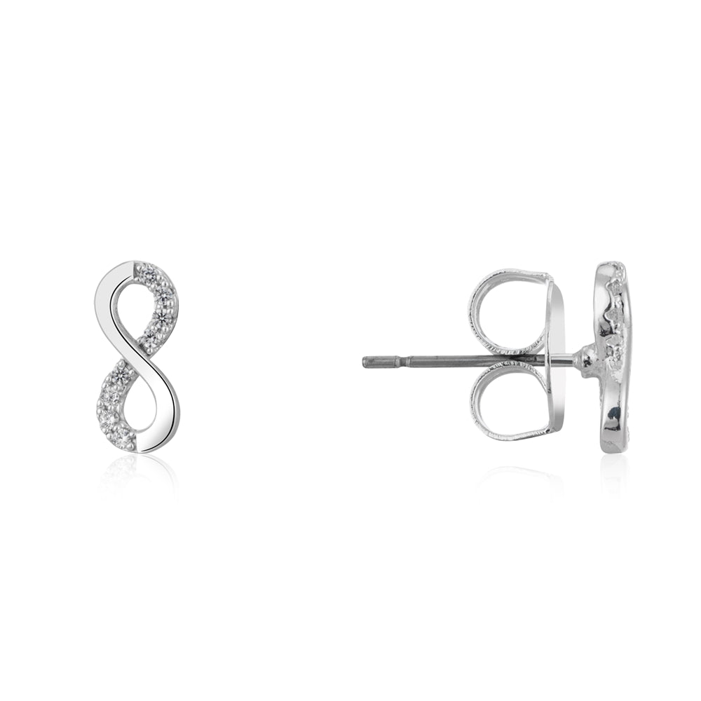 August Woods Silver Classic Infinity Stud Earrings
