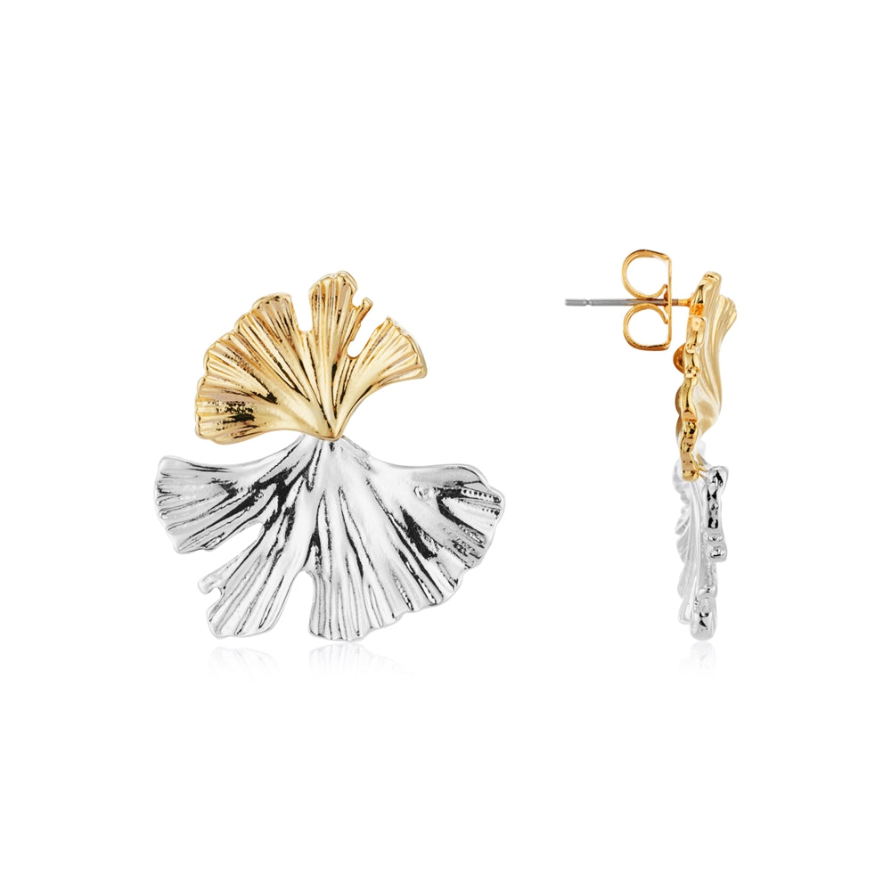 August Woods Silver Mix Ginkgo Leaf Earrings