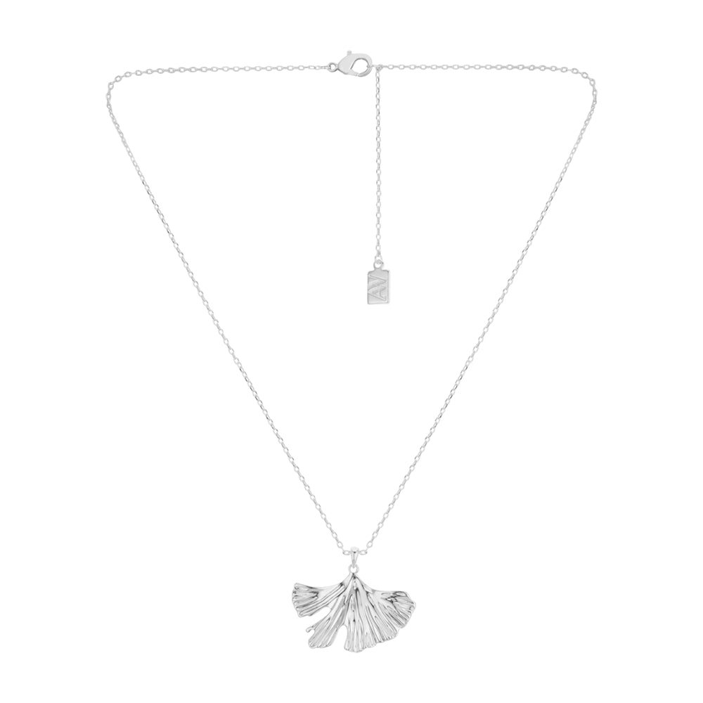 August Woods Silver Ginkgo Leaf Necklace