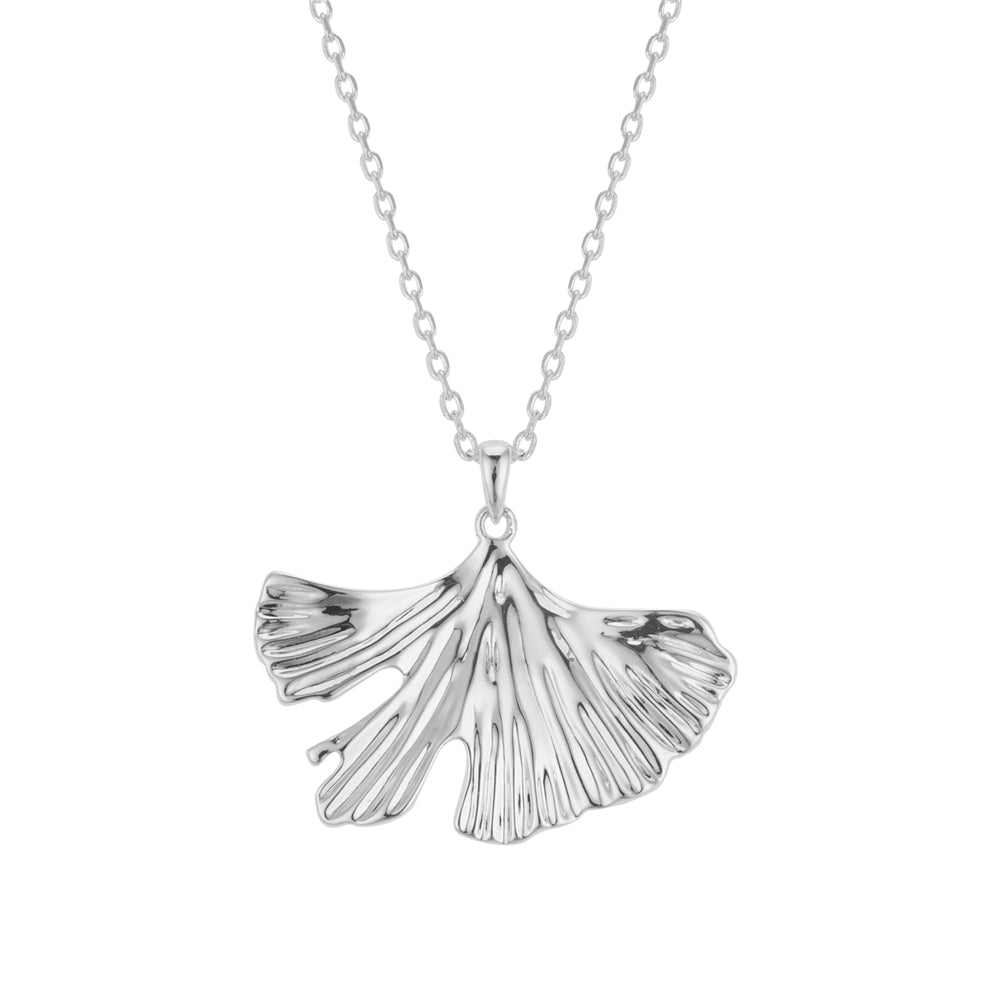 August Woods Silver Ginkgo Leaf Necklace