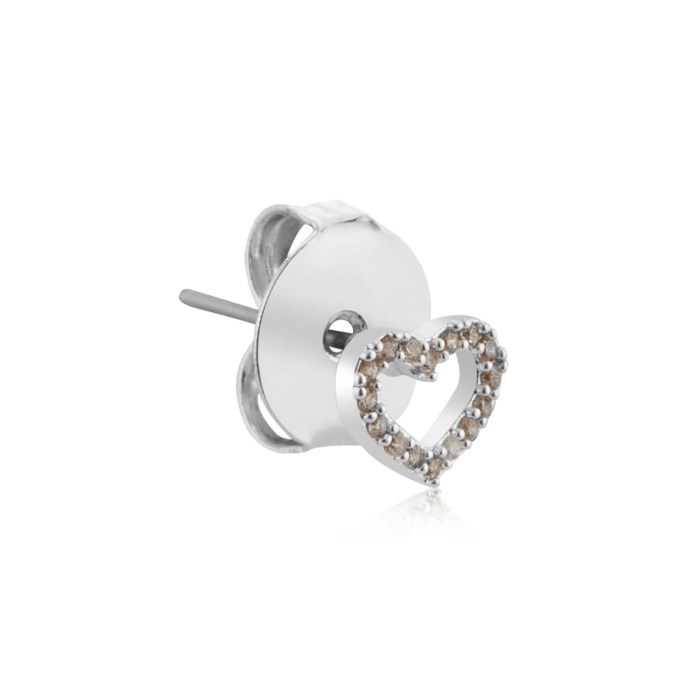 August Woods Silver Open Heart Petite Earrings