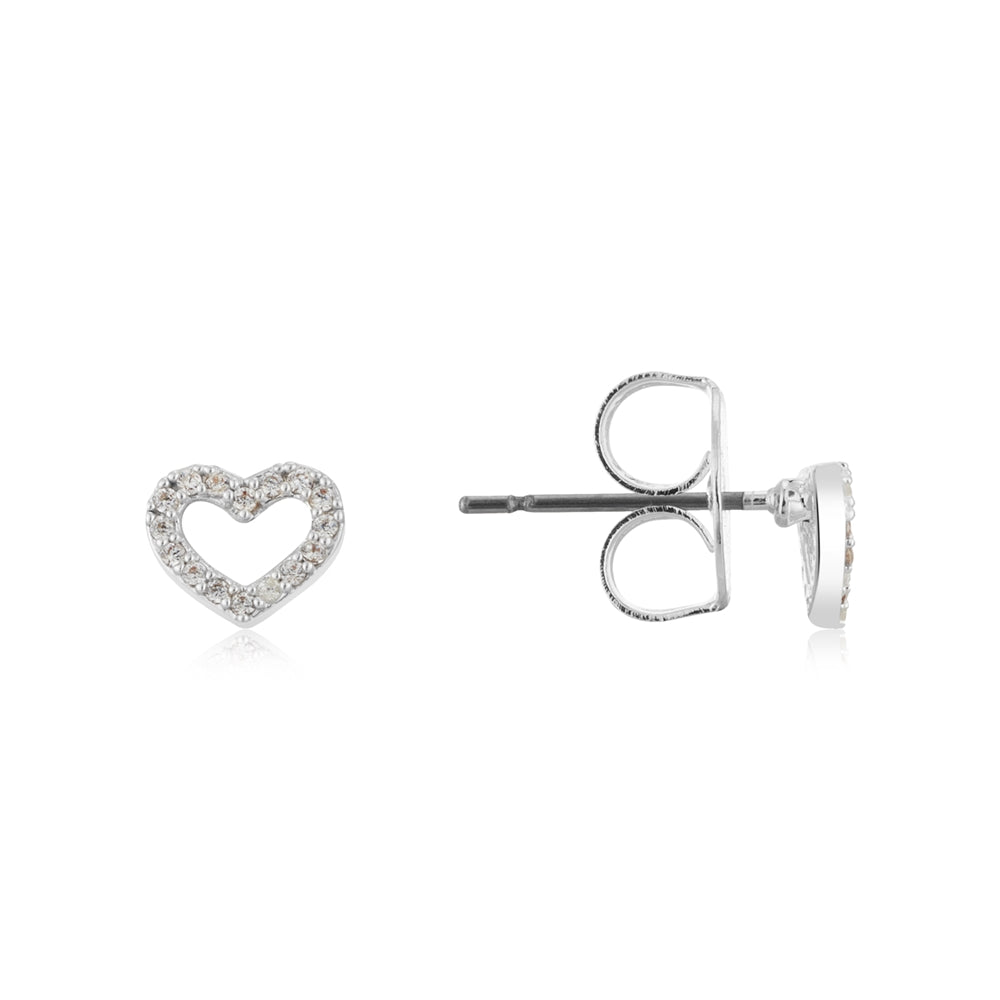 August Woods Silver Open Heart Petite Earrings