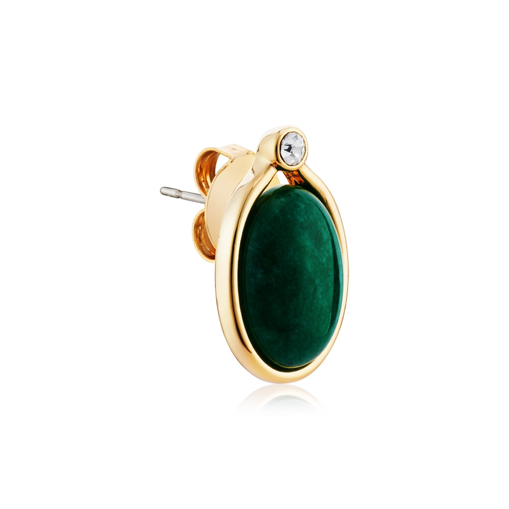 August Woods Gold and Green Oval Crystal Stud Earrings