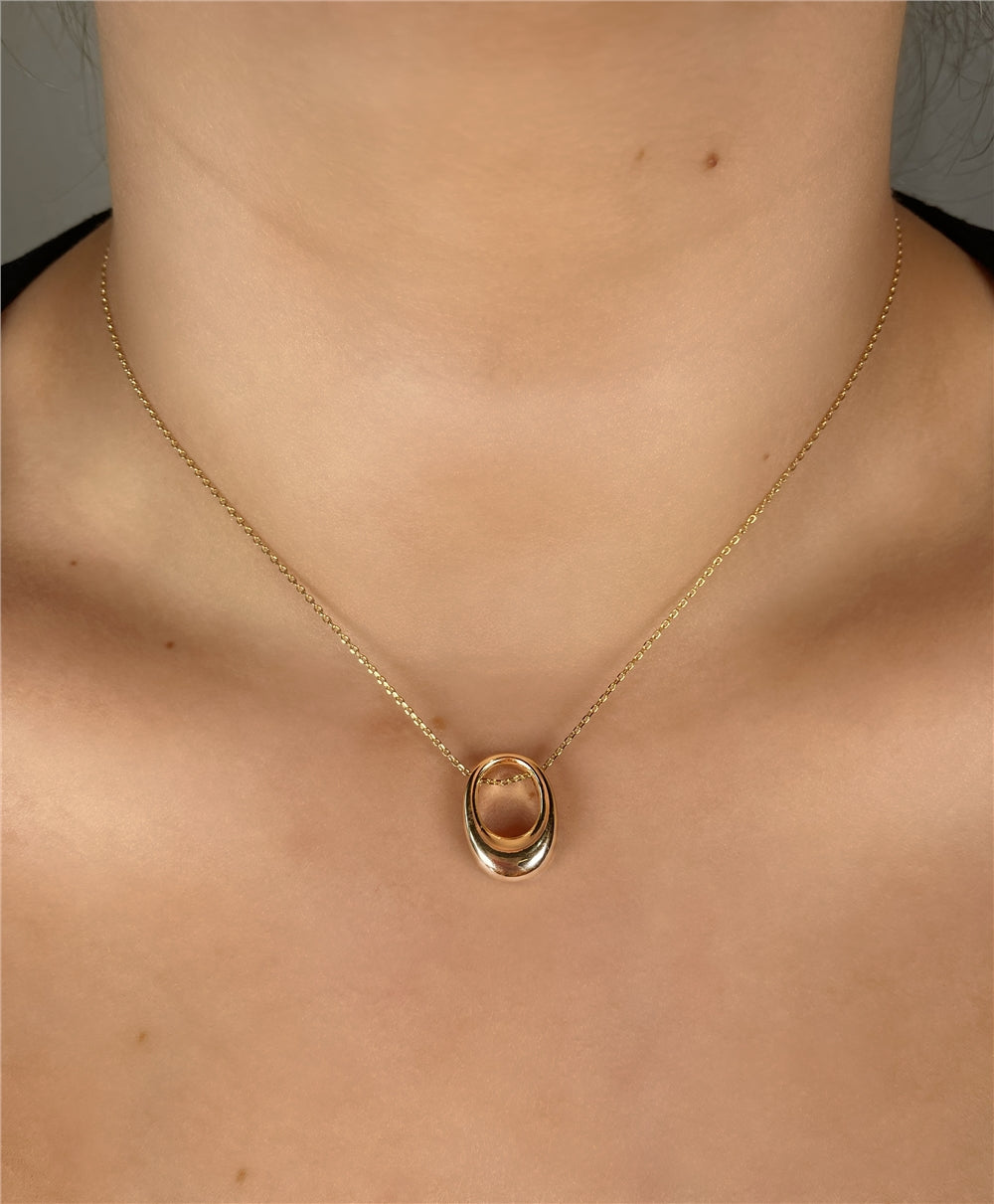 August Woods Gold Oval Thread Through Necklace